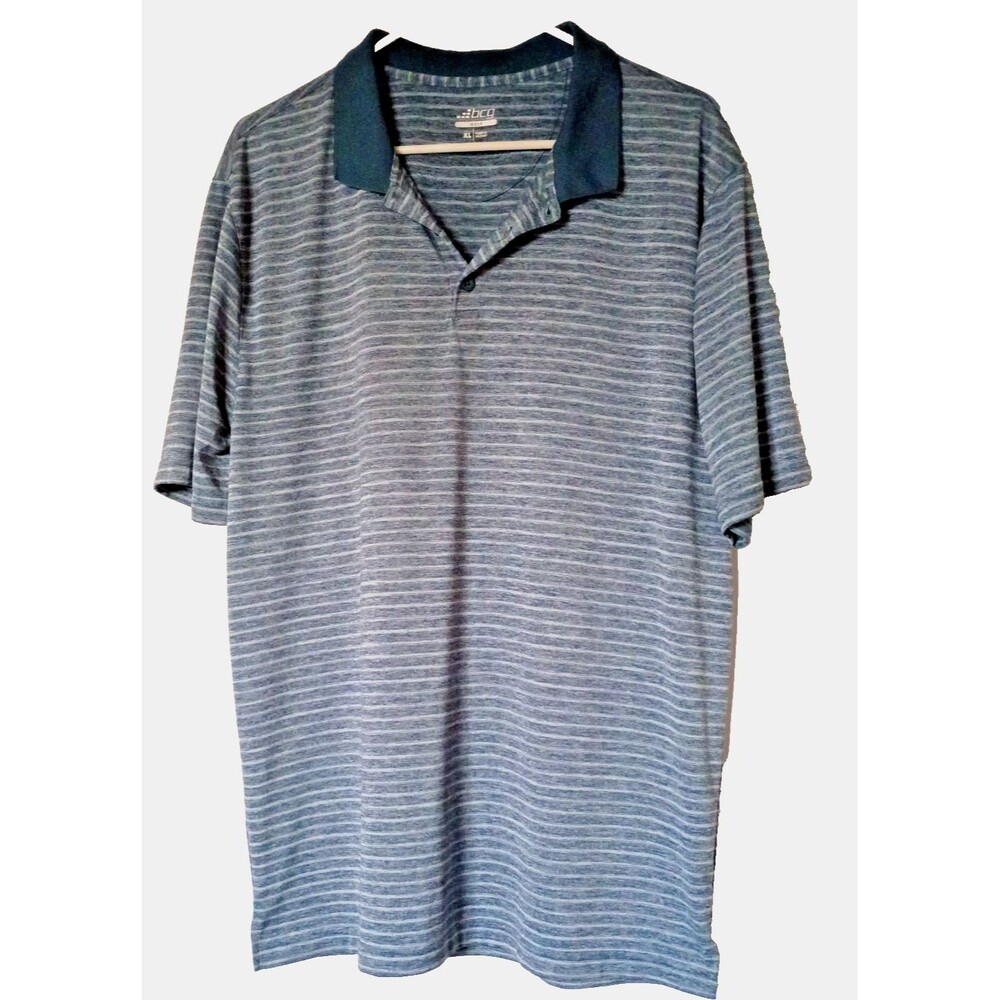 BCG Men’s Shirt Size‎ XL Polo Golf BLue White Striped